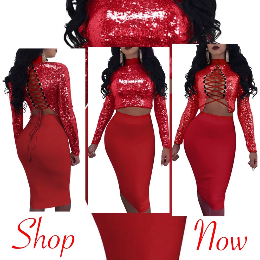 Red sequins 2 piece